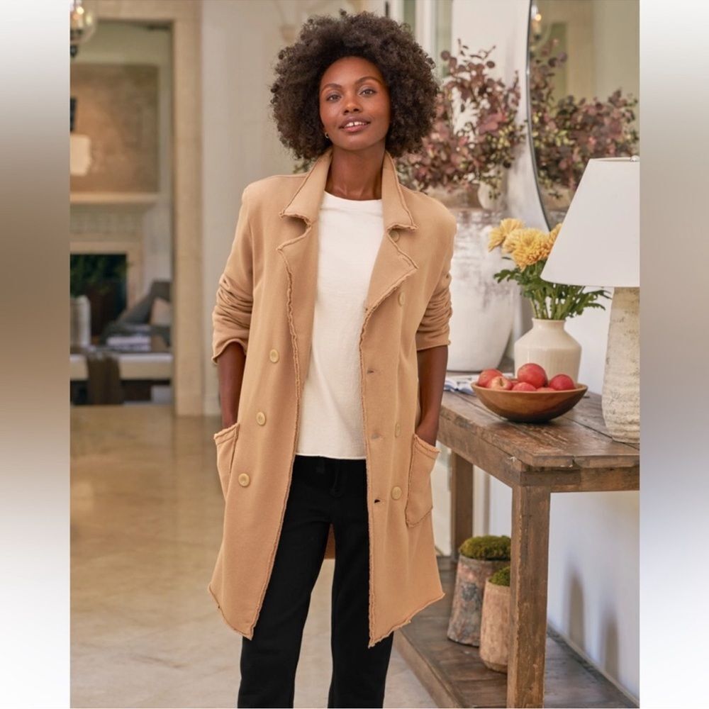 New Frank & Eileen Belfast Sweatshirt Trench Coat Camel Triple Fleece XS*